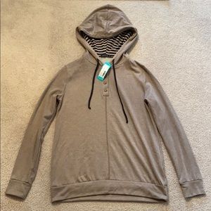 Pink Clover Kaylee Button-Front Hooded Knit Top